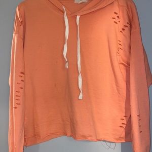 Distressed cropped hoodie